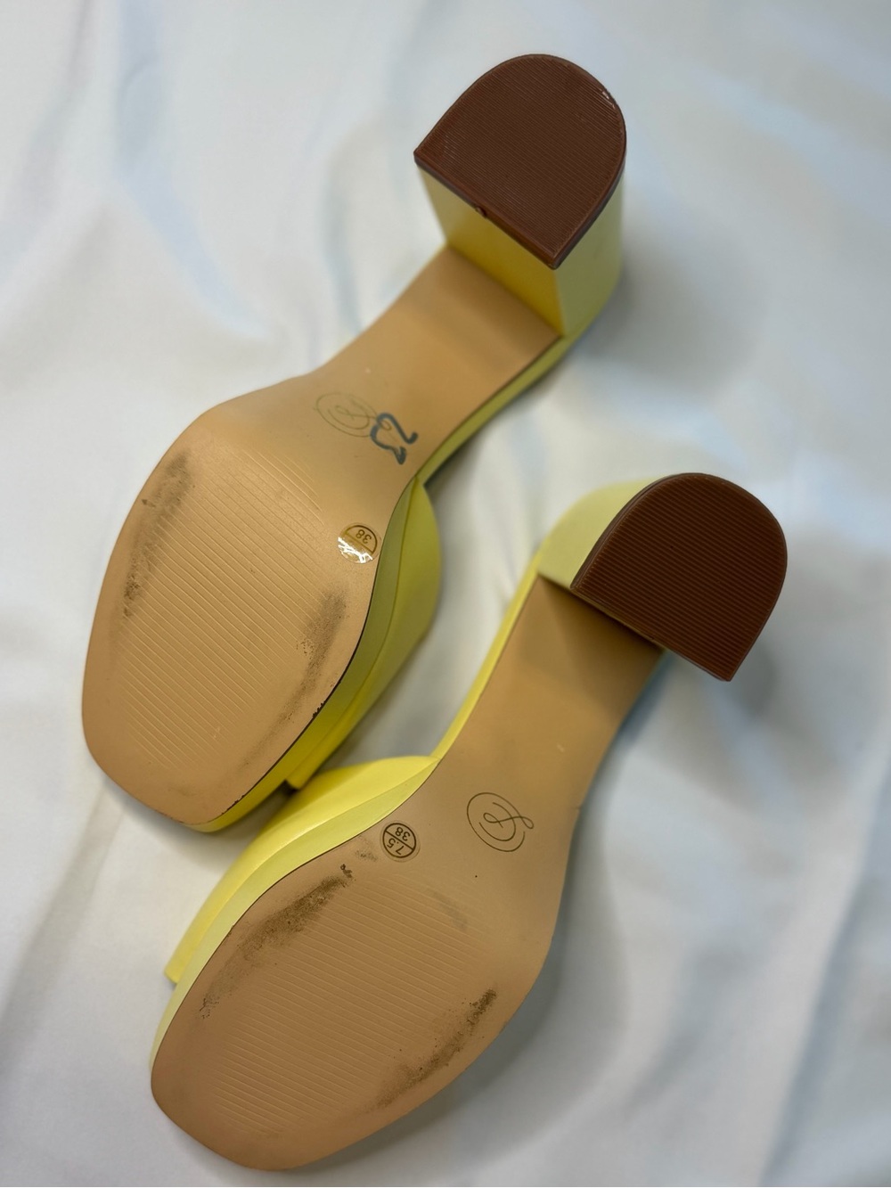 Chinese Laundry Lemon Yellow Block Heel Mule Sandals - Picture 4 of 4
